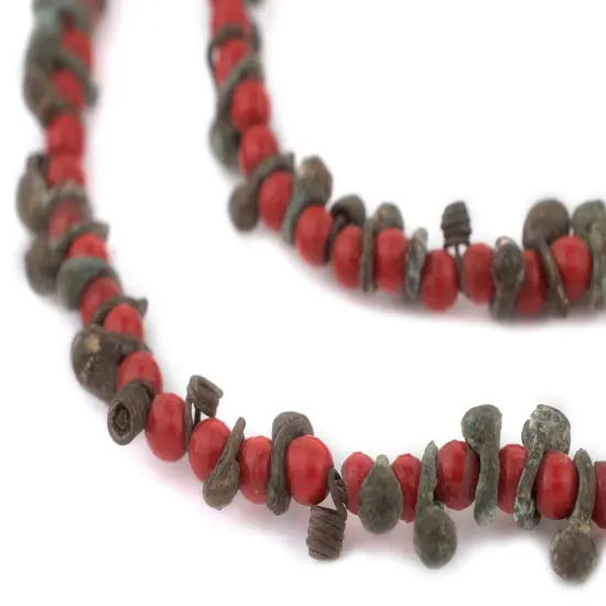 The Bead Chest Unusual Antique Nigerian Brass Beads 26 Inch Strand 9mm African Handmade {1}