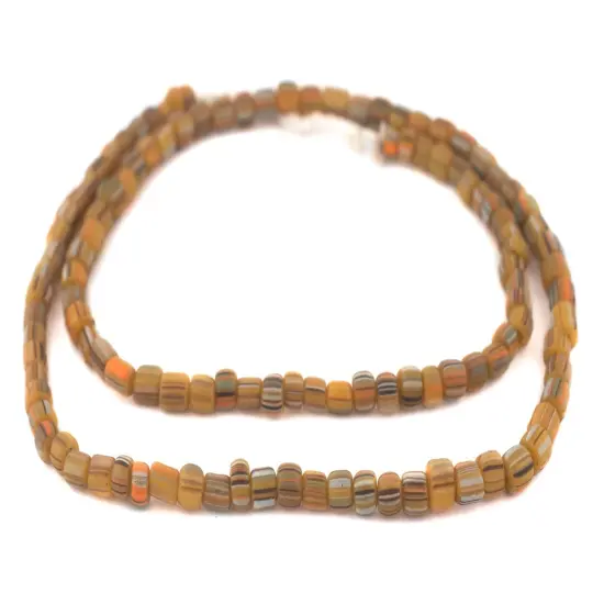 The Bead Chest Java Gooseberry Beads - Full Strand of Striped Glass Beads (Caramel, 4mm) {3}