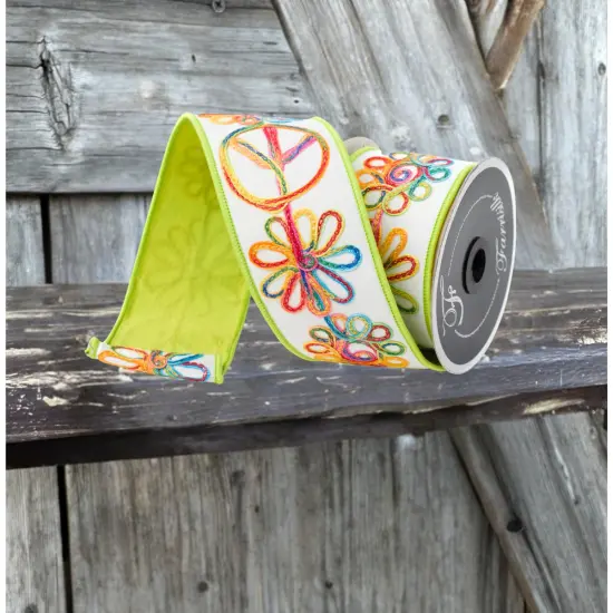 2.5" Whimsy Hippie Ribbon: Lime Green (10 Yards) {3}