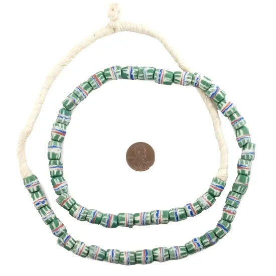 The Bead Chest Green Strawstack Sandcast Beads {2}