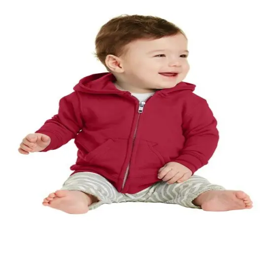 Port & Company&reg; Snuggly Infant Full Zip Fleece Hoodie Red {7}