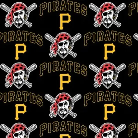 Licensed MLB Pittsburgh Pirates Black Cotton 6650-B Fabric by the Yard {1}