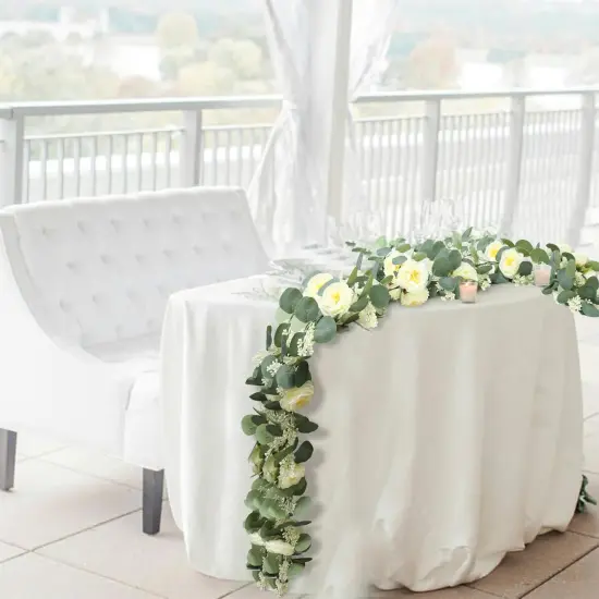 Eucalyptus Garland, 13Ft Artificial Greenery Garland Flower Decor, Green Spring Garland Wreath Vines Decorations for Table Home Wedding Mantle Party (Champagne) {3}