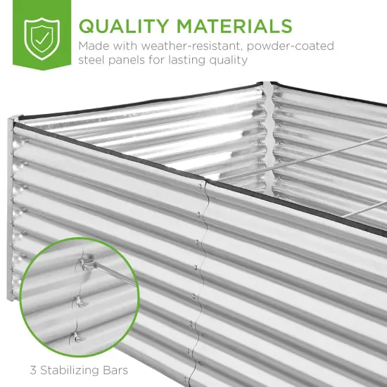 Best Choice Products 8x4x2ft Outdoor Metal Raised Garden Bed, Planter Box for Vegetables, Flowers, Herbs Galvanized {6}