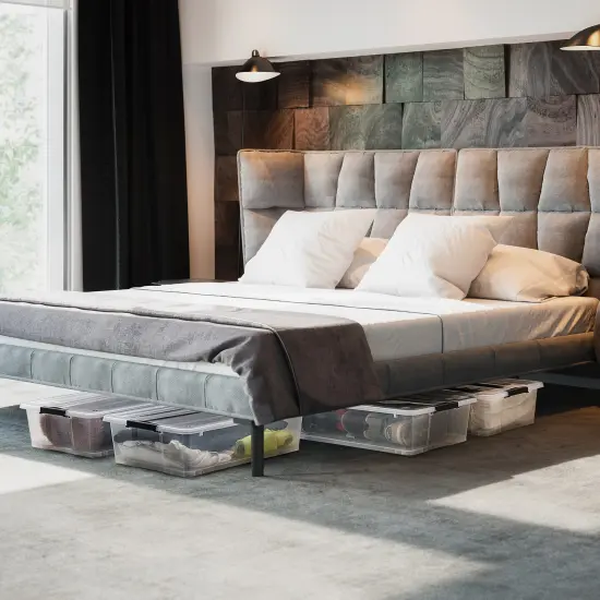 Sorbus 8 Pack 40qt Clear Underbed Stackable Storage Bins with Lids and Handles - Versatile storage for Clothing, Bedding, and More {4}