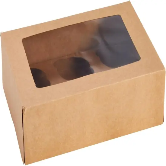24 Pack Cupcake Containers with Windows, 6 x 6 Boxes with 4 Count Inserts for Muffins (Kraft Paper) {3}