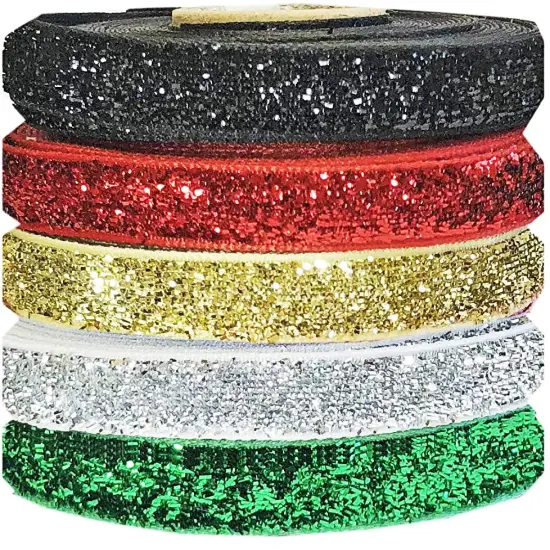 Bulk Velvet Ribbon 3/8 for Crafts-25yd 3/8" Wide Red Ribbon,Green Ribbon Christmas Ribbon for Gift Wrapping Ribbon Bows, Black Ribbon Halloween,Gold Ribbon and Silver Ribbon for Christmas Gift Bow {1}