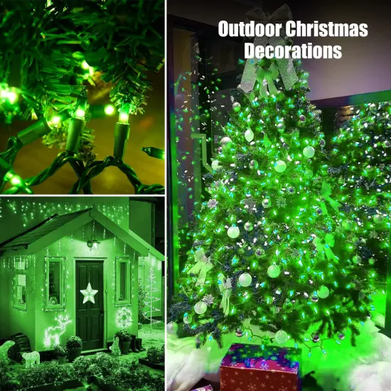 Dirnun Green Christmas Lights St Patricks Day Decorations 100 Count Incandescent Light UL Certified Connectable Christmas Tree Lights for Indoor Outdoor Xmas, Wedding, Party, Home Decorations {3}