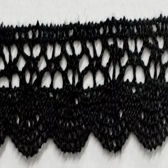 5/8" Cotton Cluny Lace Trimming - 18 Continuous Yards - MADE IN USA! Black {1}