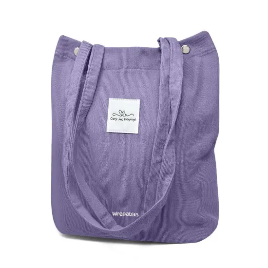 Wrapables Carry Joy Corduroy Tote Bag, Casual Shoulder Handbag, Purple {1}