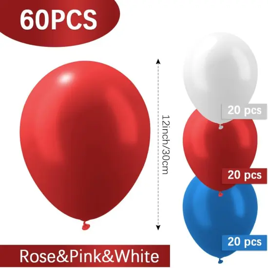 Red White and Blue Balloons 4th of July Independence Day Patriotic Decorations Latex Balloons Arch Kit Memorial Day Birthday Graduation Mothers Day Easter Bachelorette Party Wedding Anniversary 60PCS {3}