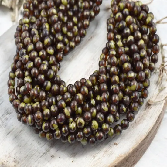 *50* 6mm Blended Topaz & Sage Green Round Druk Beads {4}