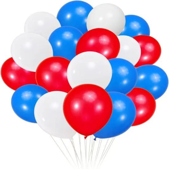 300 Pack Red White and Blue Balloons 100 of each of the 3 colors 12 inch Red White Blue Party Balloon Bulk for Various Party Events Decorations {1}