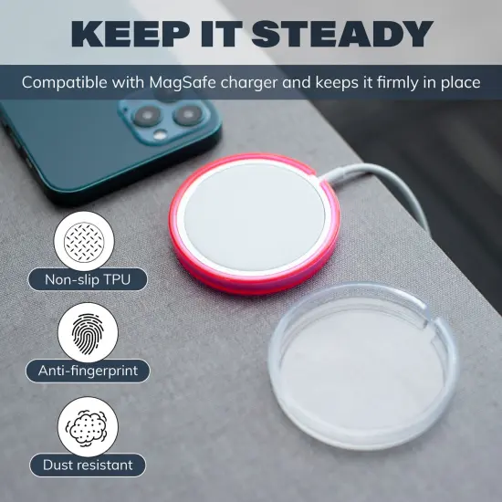 For Apple iPhone 12 & Pro Max Magsafe, 2 Pack Charger Accessories Cover Skin, Clear and Pink {2}