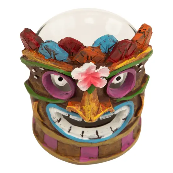 Northlight Floral Tiki Mask Tea Light Candle Holder - 4.5" - Multicolor {6}