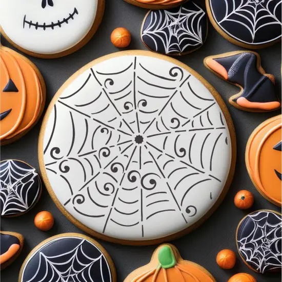 Whimsical Spiderweb Cookie & Craft Stencil | CM022 by Designer Stencils | Stencils for Royal Icing, Airbrush, Dusting Powder | {2}