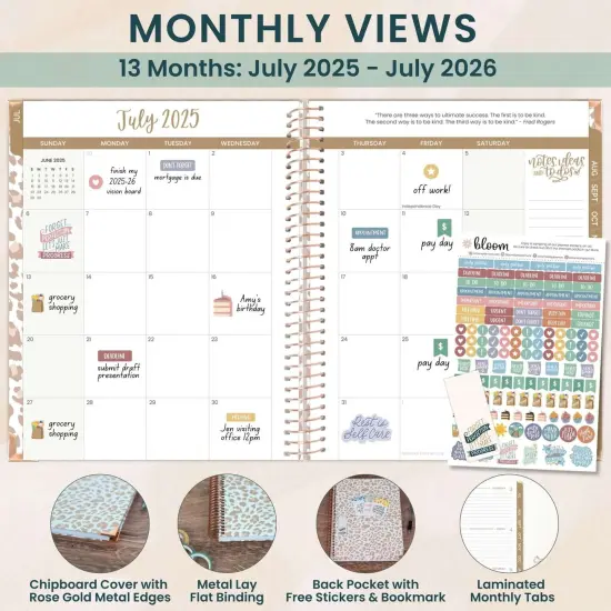 bloom daily planners 2025-26 Academic Planner, Hard Cover, 8.5" x 11", Tan Leopard {3}