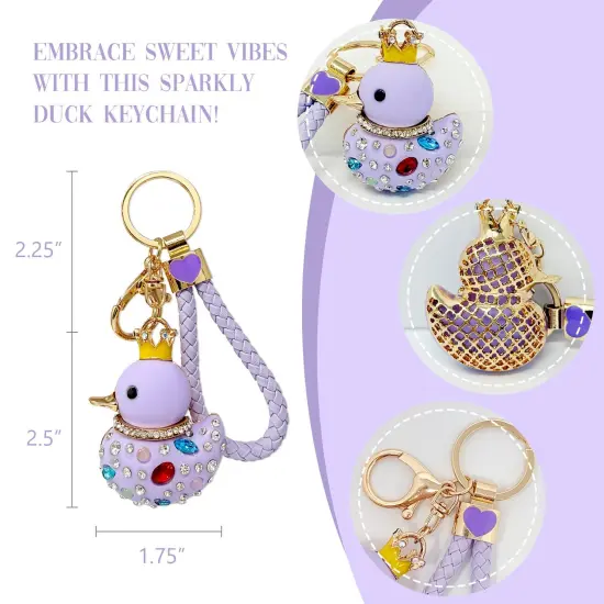 Wrapables Glamorous Crystal Rhinestone Ducky Keychain, Pendant Bag Charm, Purple {2}