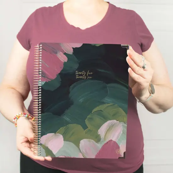 bloom daily planners 2025-26 Academic Planner, Hard Cover, 8.5" x 11", Emerald Paint Strokes {2}