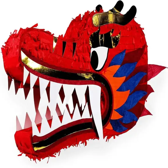 Dragon Pinata - Chinese Head, Birthday Party Supplies, 2025 Chinese New Year Decorations (16.5x11x3 In) {3}