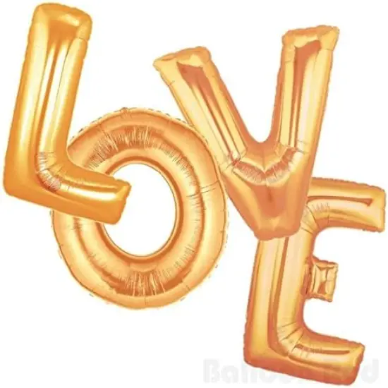 40 Inch Giant Jumbo Helium Foil Mylar Balloons Bouquet (Premium Quality), Matte Gold, Letters LOVE {2}