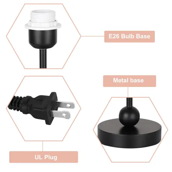 Modern Metal Table Lamp with Linen Shade UL Certified Bedside Light for Bedroom, Office, or Nursery Safe Non-Slip Base, Cozy Ambiance {3}