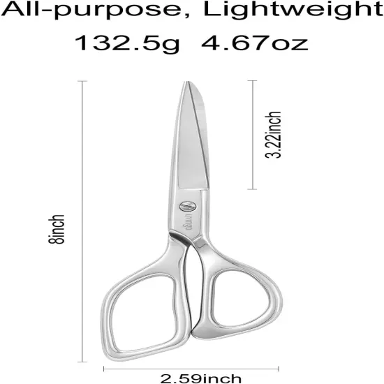 Tailor Fabric Sewing Scissors - 8" Professional Forged Stainless Steel Heavy Duty Metal Shears All Purpose, Crafting Ultra Sharp Scissors for Dressmaking Upholstery Cloth Leather and Felt {4}