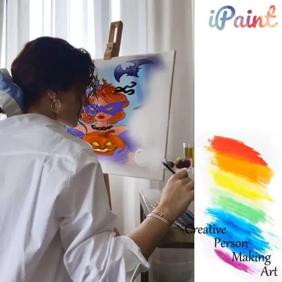 2 Pcs Paint and Sip Kit - 8&times;10 Pre Drawn Canvas (Halloween Girls) {5}