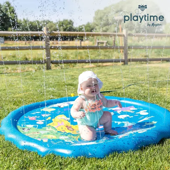 Magifire Sprinkler Splash Pad for Toddlers 1-3, 59 In., Water Toys for Dogs, Kids, Outdoor Baby Toys Ideal for Playtime and Cooling Off Outside, Easy to Setup, Ideal for Summer and Backyard Activities Blue {6}