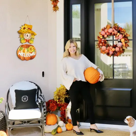 Welcome Fall Wood Door Sign (Fall Welcome) {5}