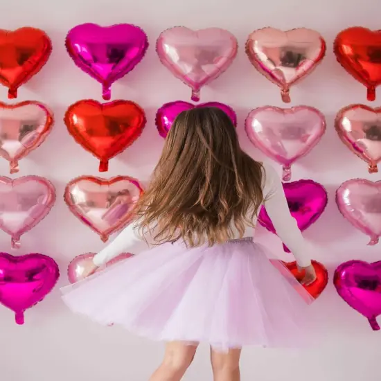 12 Pcs Hot Pink Heart Shape Foil Mylar Balloons(12pcs Hot Pink Pink Candy) {5}