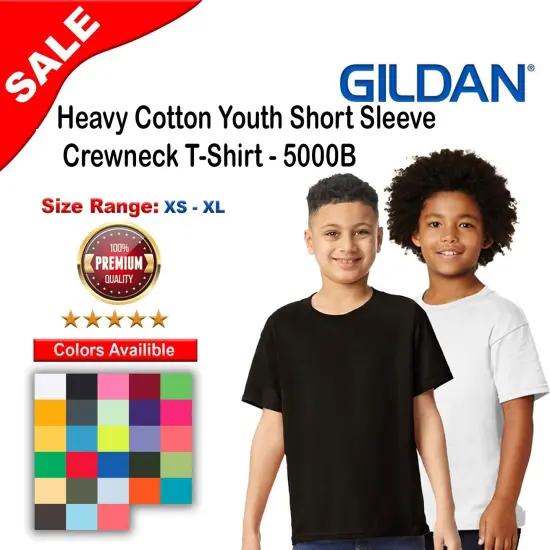 Gildan&reg; Youth Heavy Cotton T Shirt, Short Sleeve Crewneck Tee for Boys and Girls Neon green {2}