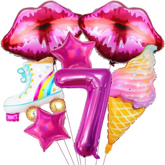 7pcs Pink Balloon Hot Pink Princess Foil Balloon(pink) {1}