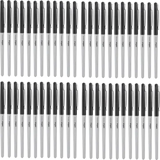 School Smart Fineliner Pen, 0.4 mm Ultra Thin Tip, Black, Pack of 48 {3}