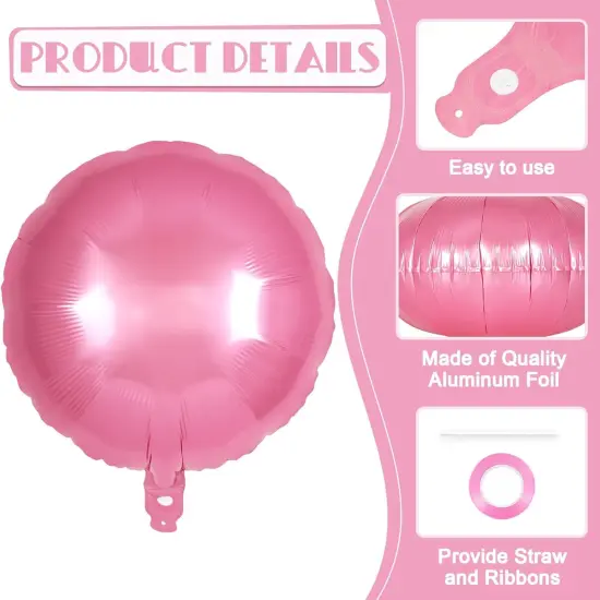 20 Pcs Pink Round Shaped Balloons(Pink) {4}