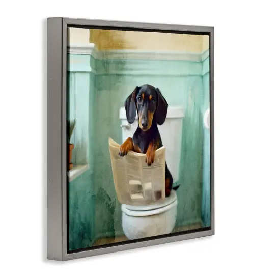 Stupell Industries Light Reading Dog Toilet Floating Frame, design by Kim Allen {3}