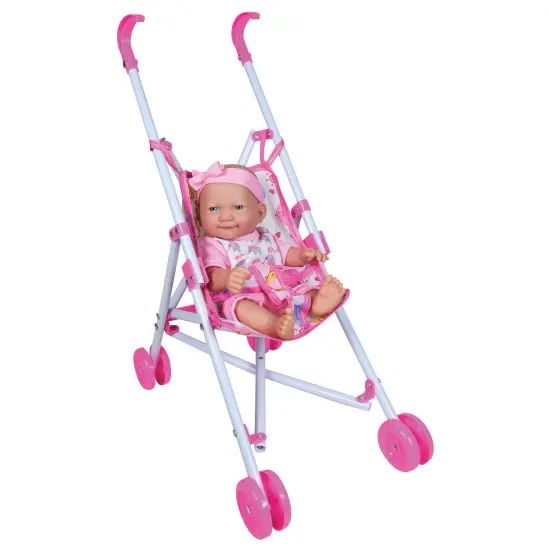 Lissi: 10" Baby Doll & Umbrella Stroller Set - Pink, White, Animal - Travel Playset, Foldable & Lightweight Design, Toy, Kids & Toddlers Ages 2+ {3}