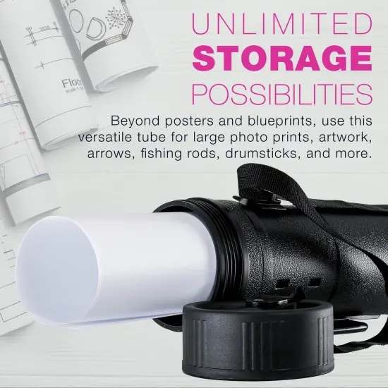 Large Poster Tube - Telescoping Adjustable 31-5/8" to 53-3/4" - Durable 5-1/2" Diameter Storage Tube - Art Poster Carrier Holder & Blueprint Storage Drafting Tube Travel & Protection {5}