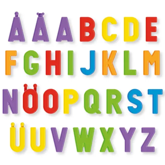 Quercetti: Magnetic Tablet - Double-Sided Magnet-White Board, Letters-Animals-Food Themed Magnets, Spelling Learning Tool, Educational Toy, Kids 4+ {4}