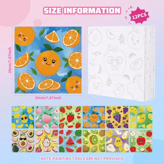 12 Pcs Cute Fruit Pre Drawn Canvas (Modern) {3}