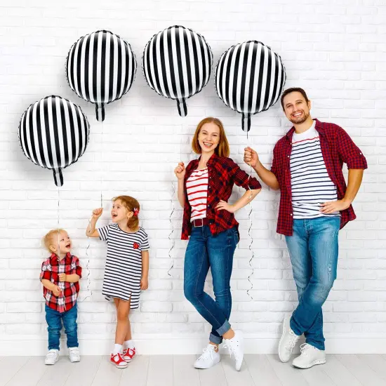 Foil Black Striped Balloons(Black and White) {2}