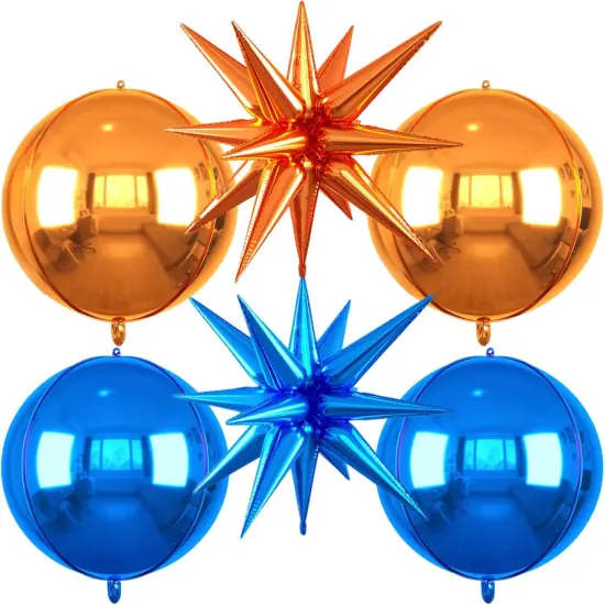 22 inch Blue and Orange Star Balloons and 4D Large Foil Balloons(Blue Orange) {1}