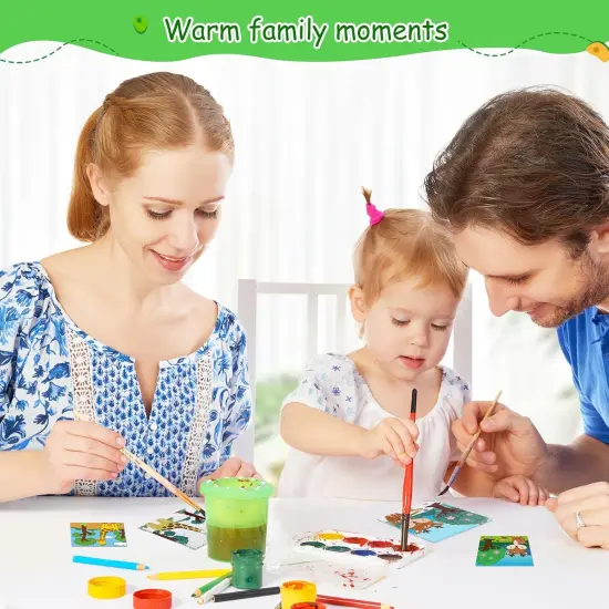 48 Pcs Pre Printed Canvas 4 x 4 Inch Kids Painting Canvas Panels Mini Pre Drawn Animal Canvas with 48 Pcs Bulk Magnets for Kids Student {4}