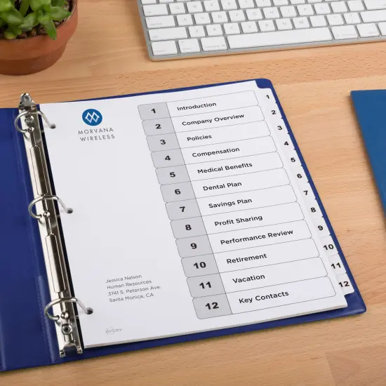 Avery Dividers for 3 Ring Binders, 12 Tabs per Set, Customizable Table of Contents, Classic White Tabs (3 Sets of 11078) {6}