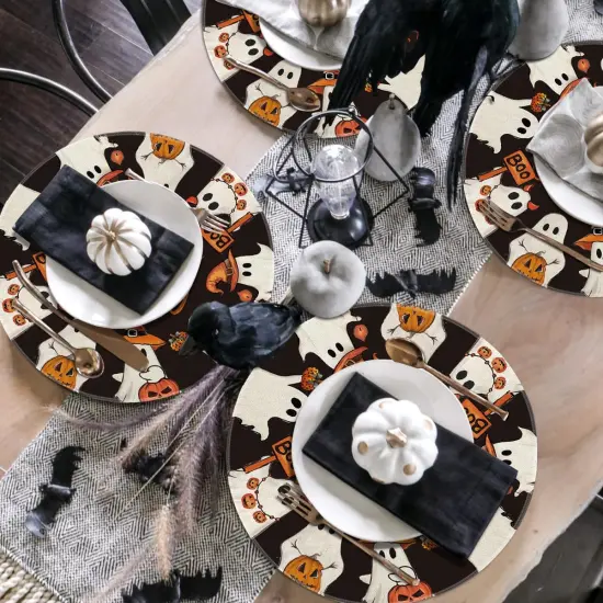 Spooky Ghost Halloween Round Placemats Set of 4 {4}