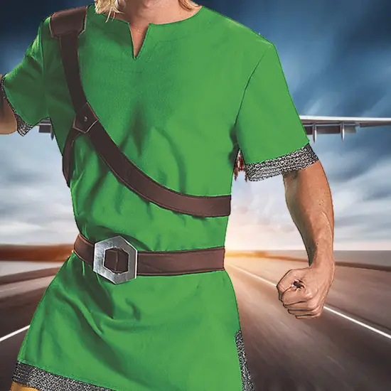 Mens Legend of Zelda Link Costume with Hat and Tunic Set {4}