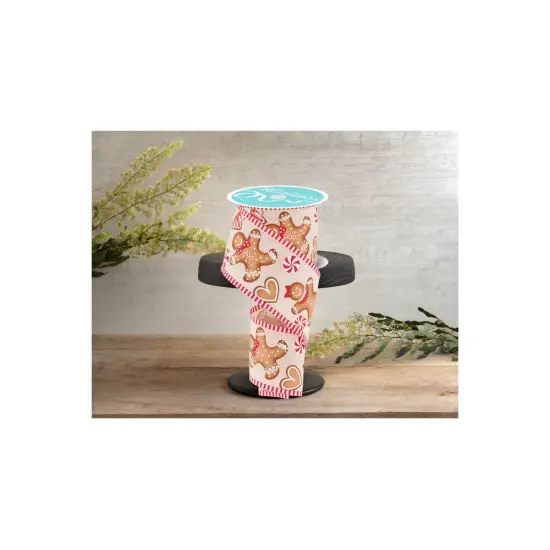 2.5" Gingerbread Stripe Ribbon: Cream (10 Yards) {2}