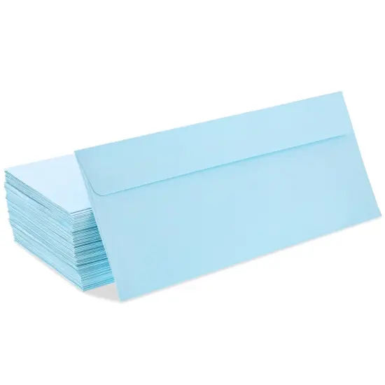 100 Pack #10 Light Blue Envelopes with Square Flap for Mailing Letters, Invitations (4 1/8 x 9 1/2 In) {7}