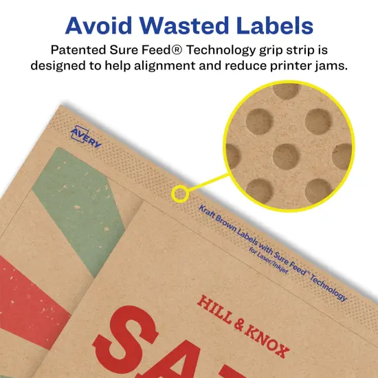 Avery Kraft Brown Rectangle Labels with Sure Feed, 5" x 6" {4}