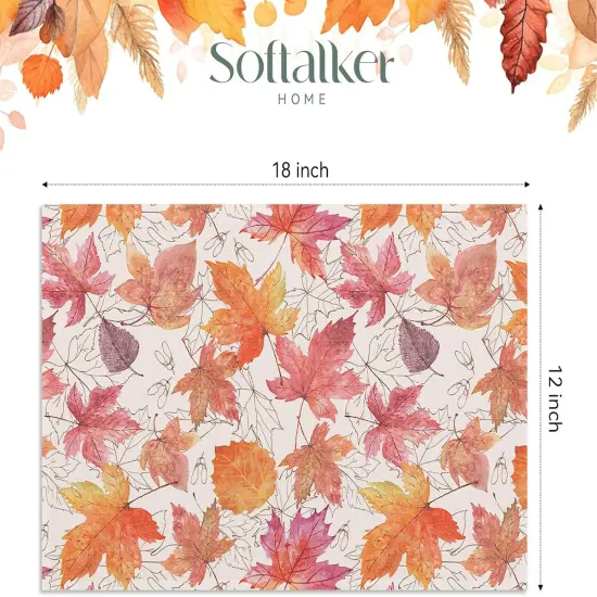 Set of 4 Fall Placemats - 12 x 18 Inch (Maple Leaf) {5}
